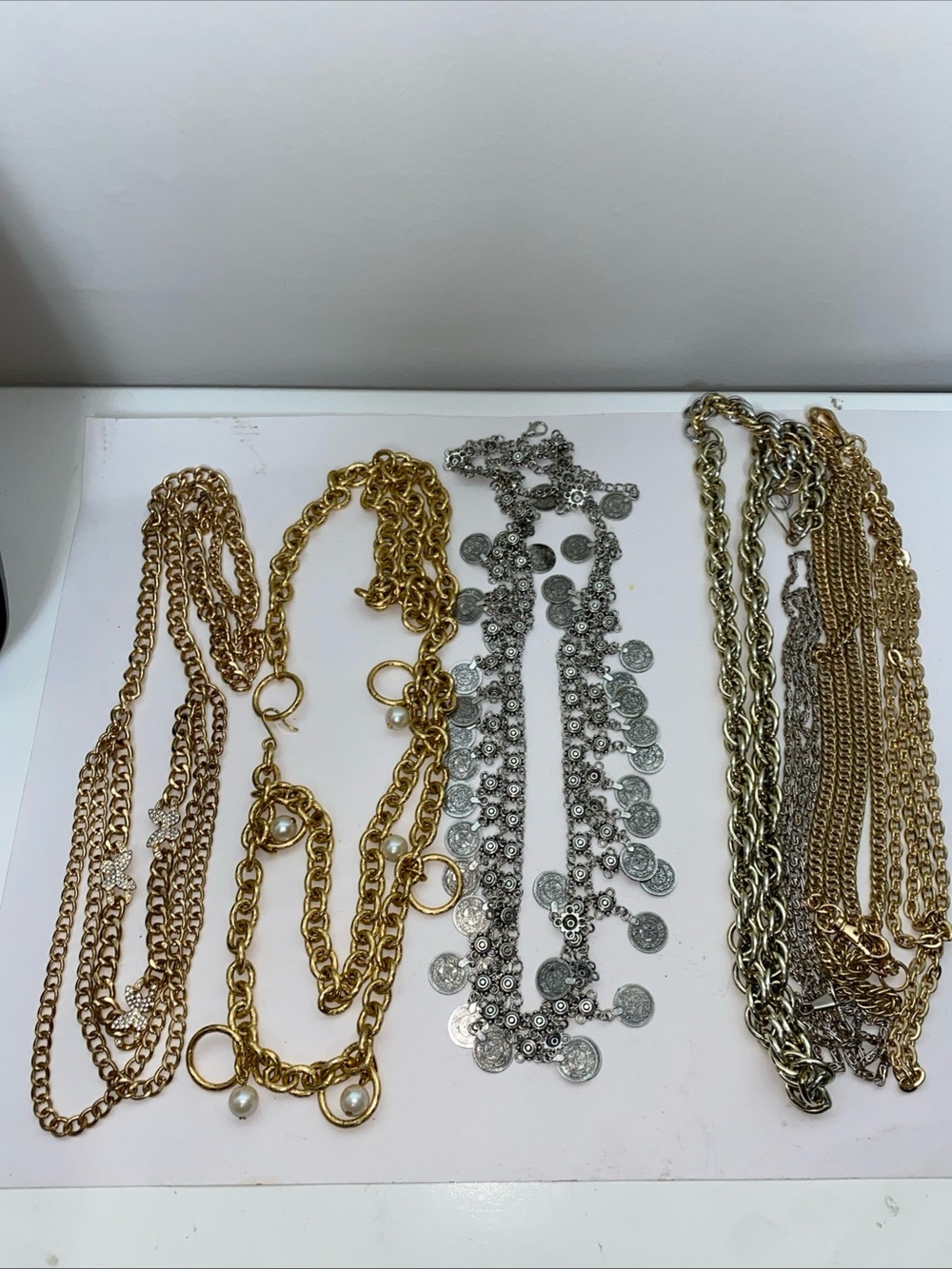 Set of three vintage women's chain belts and crossbody hanging/jeans chains#662
